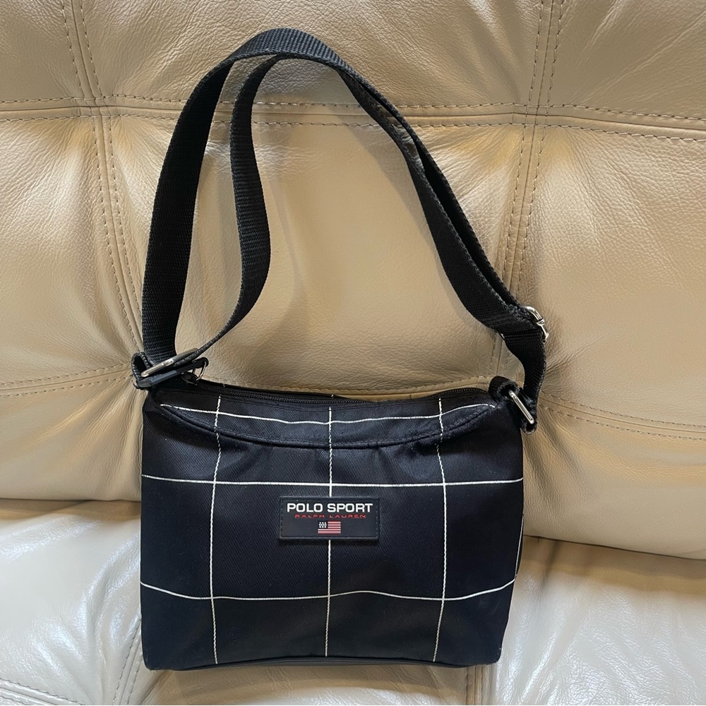 Vtg 90s Polo Sport Ralph Lauren Grid Pattern Crossbody/Shoulder Bag